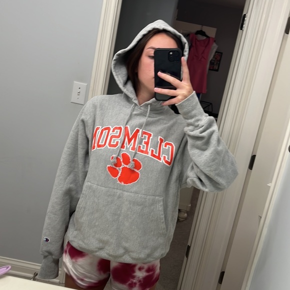 Clemson grey and orange champion hoodie - Picture 6 of 6